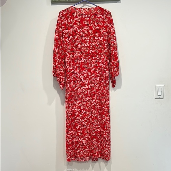 XIX PALMS Honolulu Hawaii kimono maxi dress Floral Red Dress women’s one size - Picture 9 of 9